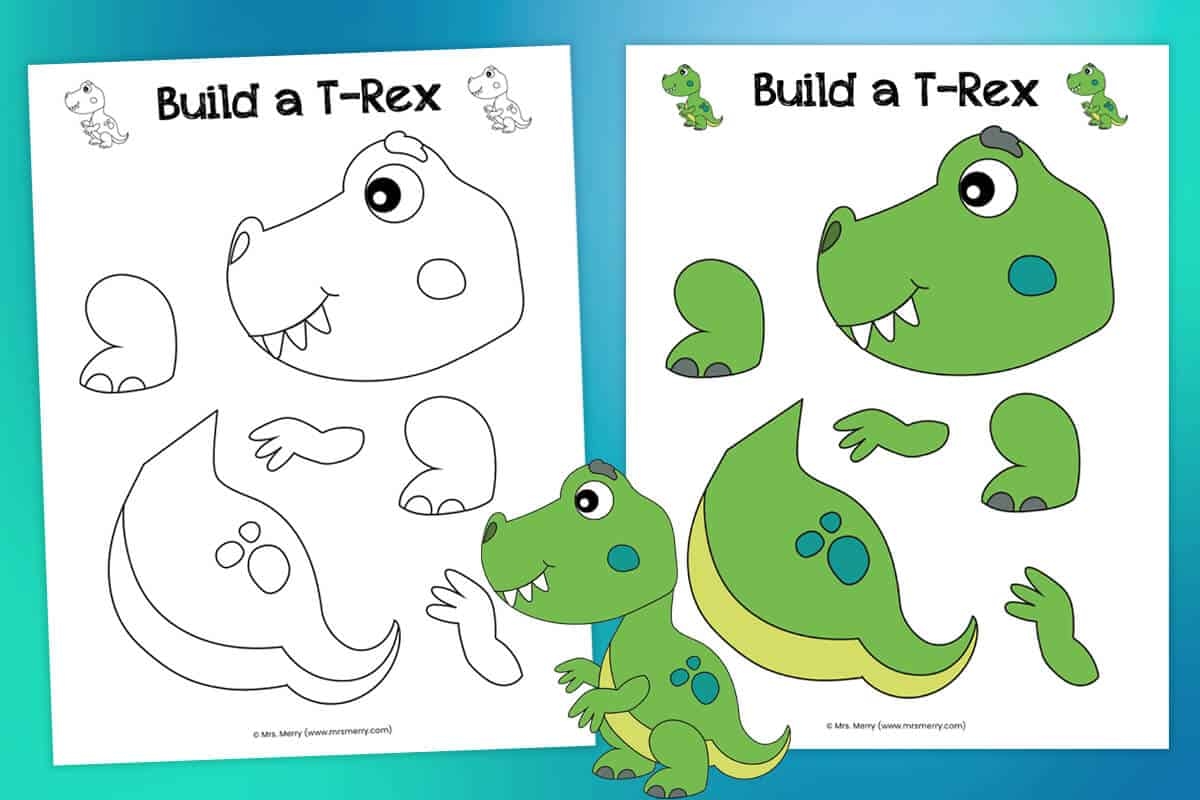 Free Printable Build a T Rex Dinosaur Mrs Merry Free Printable Build a T Rex Dinosaur Mrs Merry