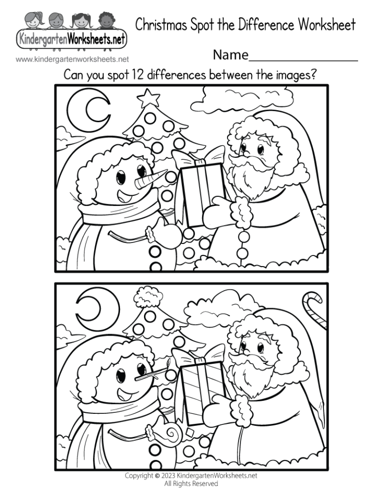Free Printable Christmas Spot The Difference Worksheet