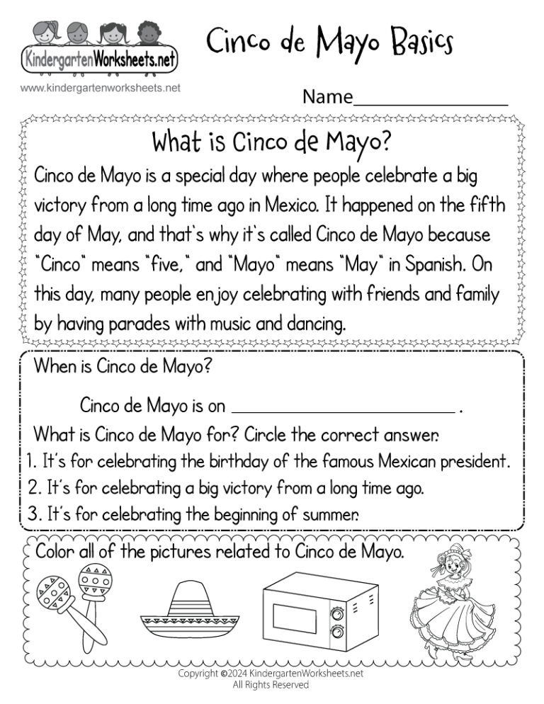 Free Printable Cinco De Mayo Worksheet