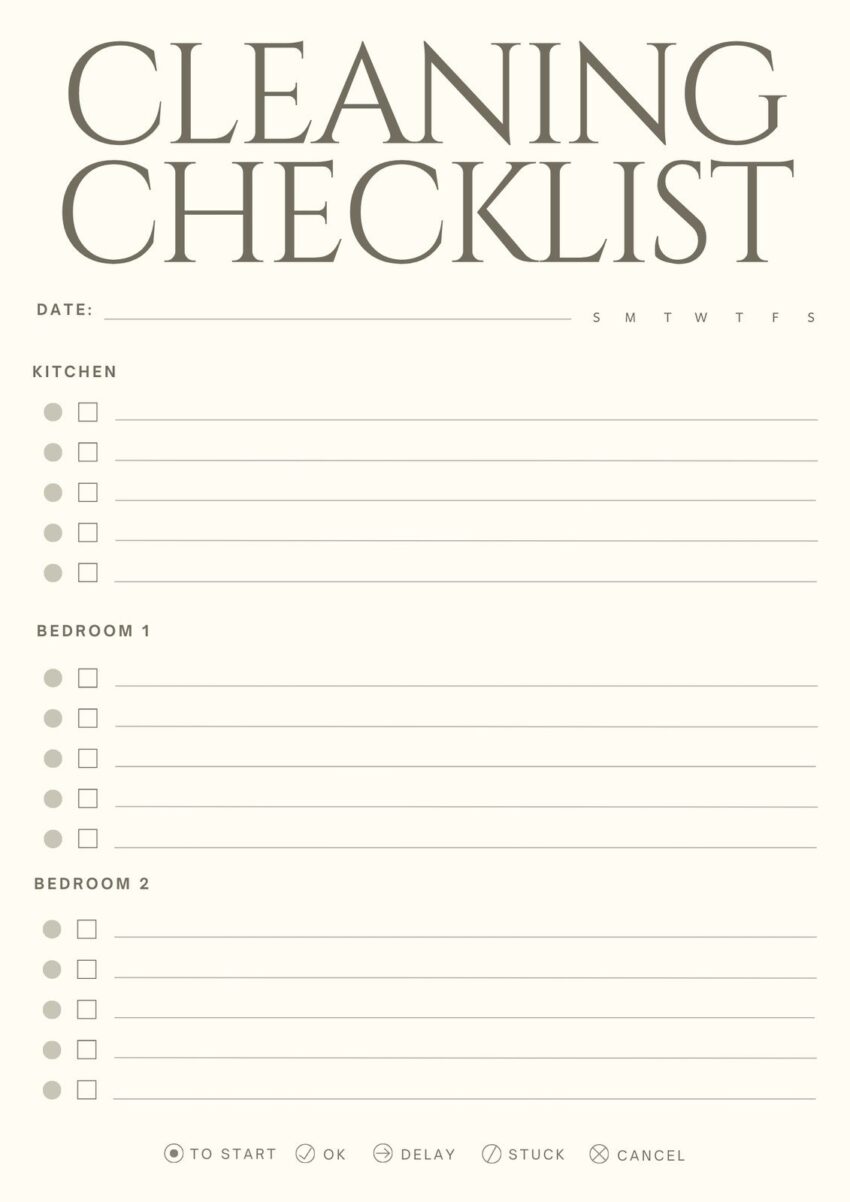 Free Printable Cleaning Checklist Templates Canva
