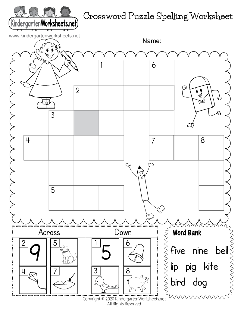 Free Printable Crossword Puzzle Spelling Worksheet Free Printable Crossword Puzzle Spelling Worksheet