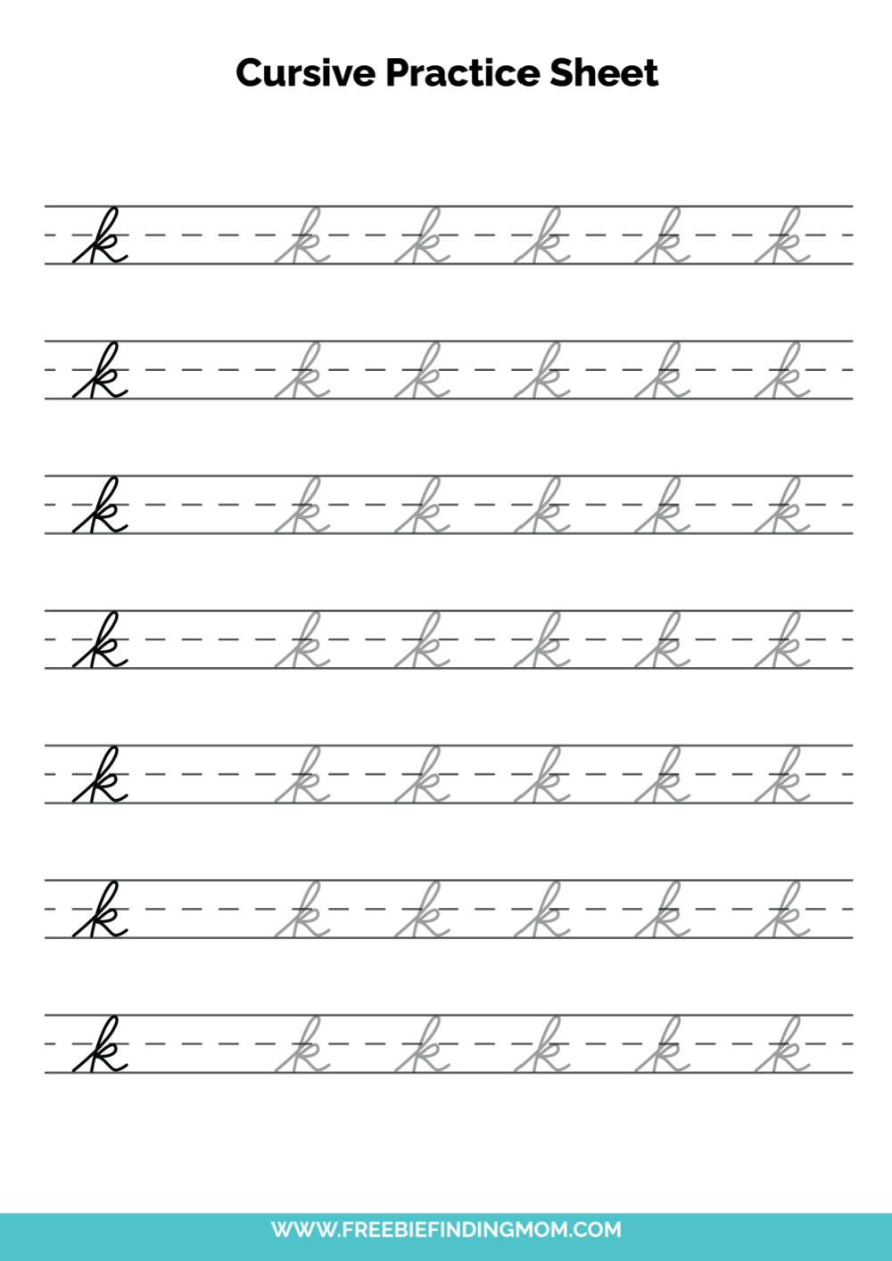 Free Printable Cursive Alphabet Practice Sheets Lowercase K Free Printable Cursive Alphabet Practice Sheets Lowercase K
