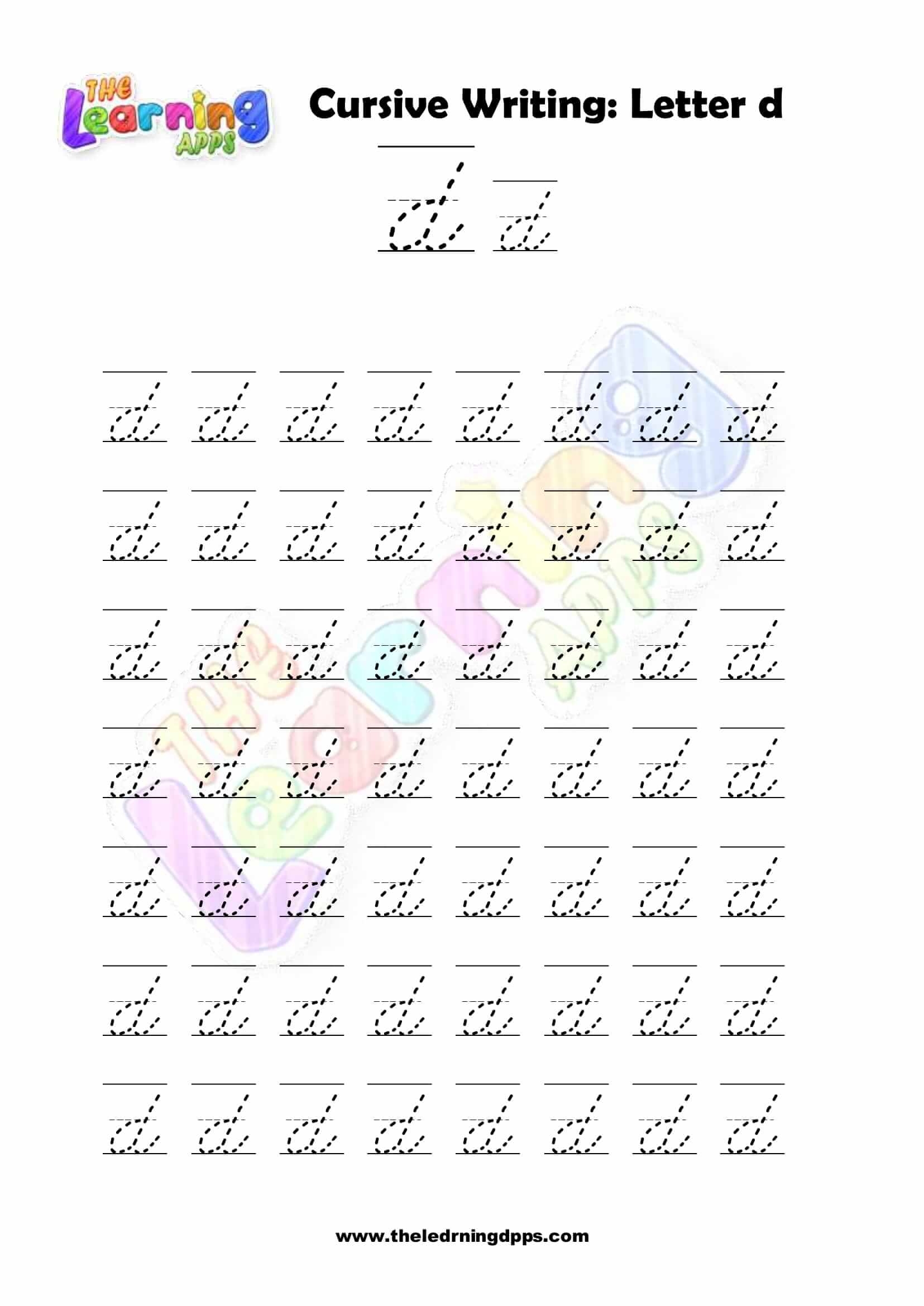 Free Printable Cursive Letter D Writing Grade 1 Worksheets Free Printable Cursive Letter D Writing Grade 1 Worksheets