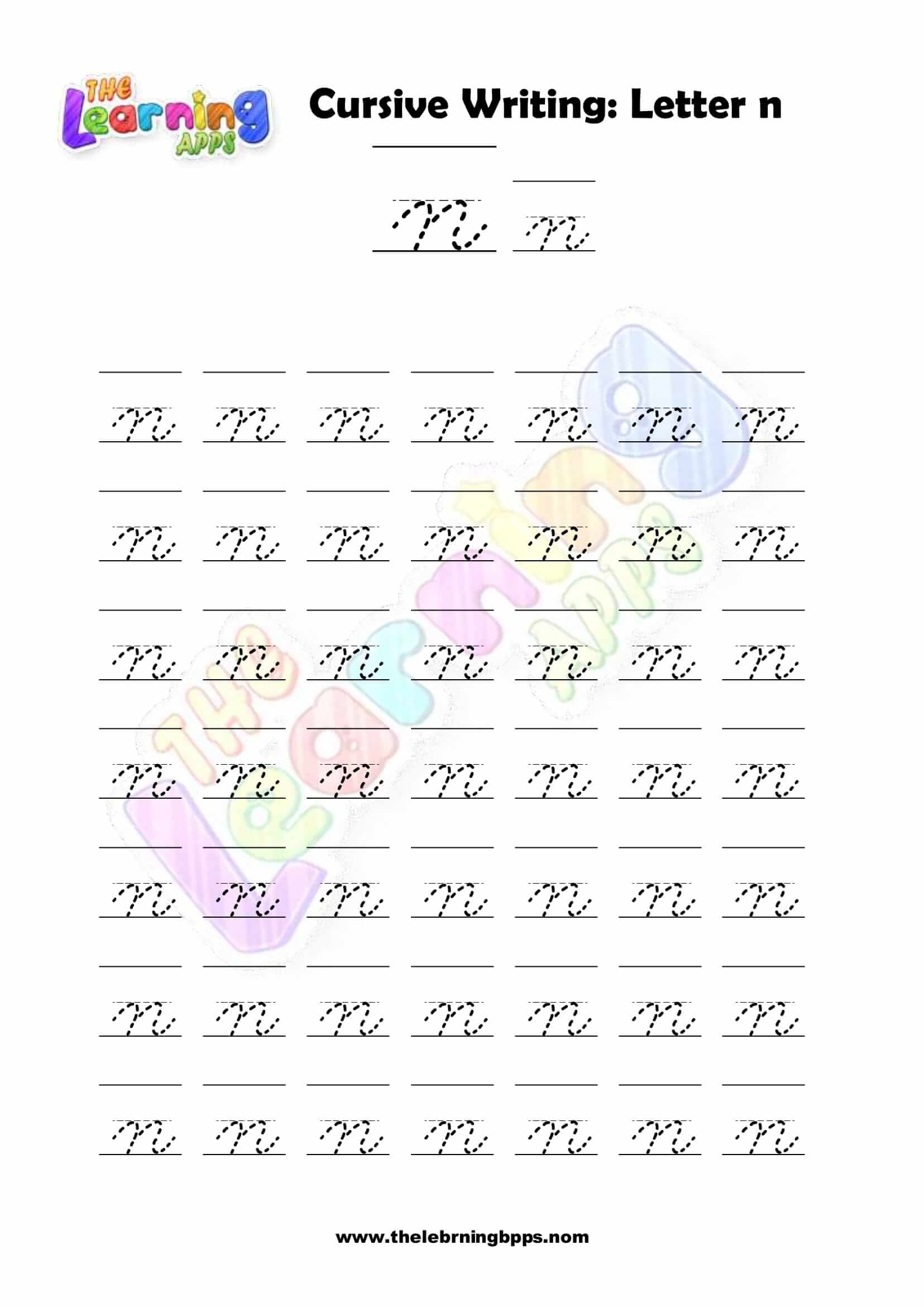 Free Printable Cursive Letter N Writing Grade 1 Worksheets Free Printable Cursive Letter N Writing Grade 1 Worksheets