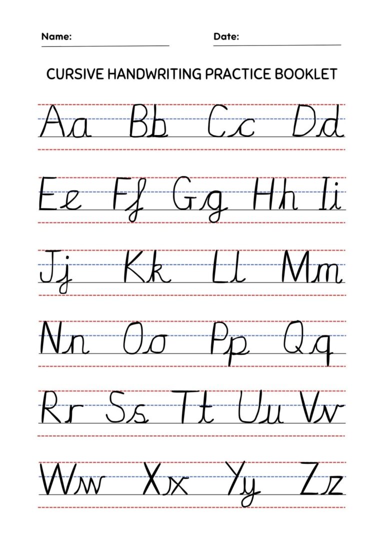 Free Printable Cursive Writing Worksheet Templates Canva