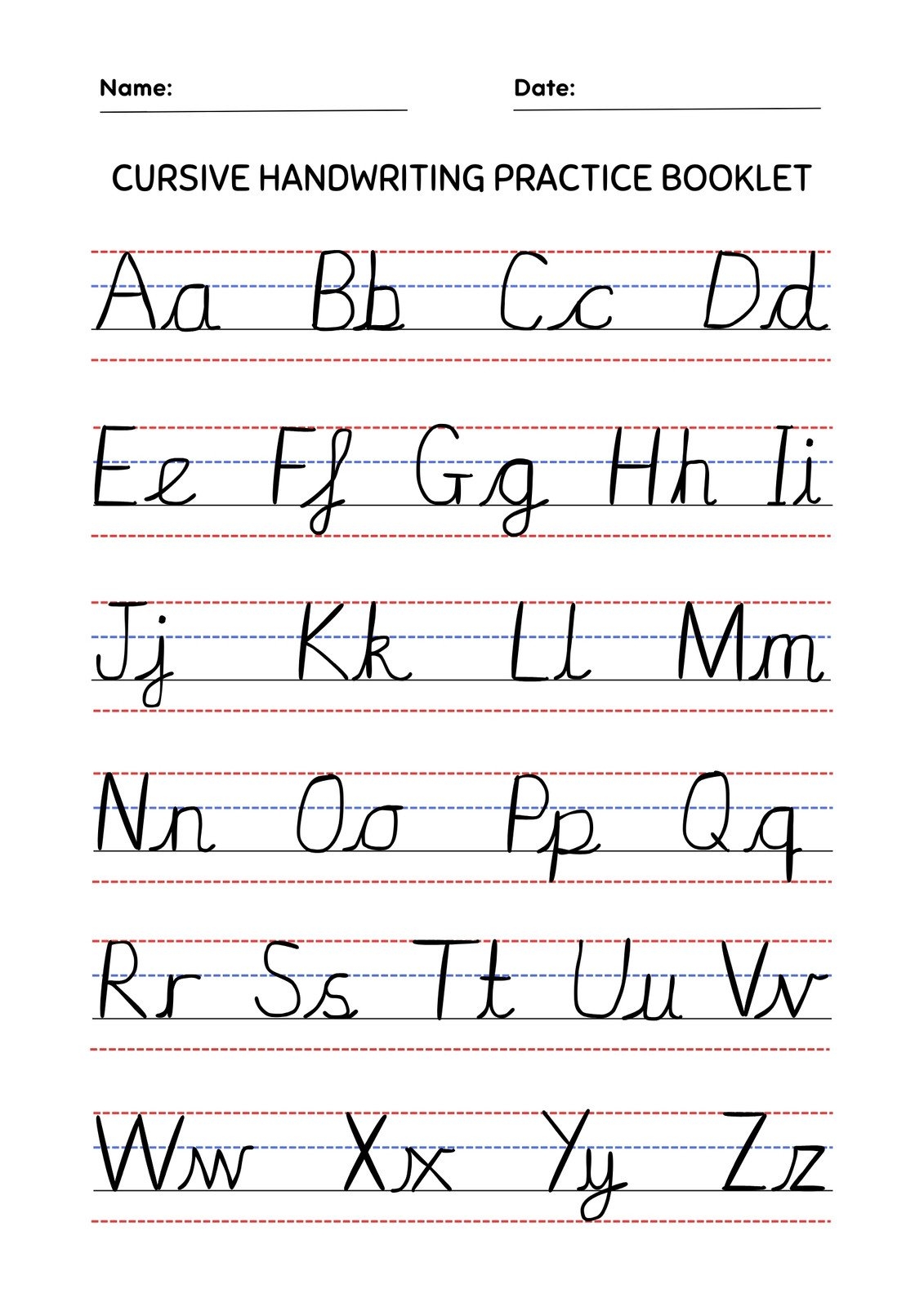 Free Printable Cursive Writing Worksheet Templates Canva Free Printable Cursive Writing Worksheet Templates Canva