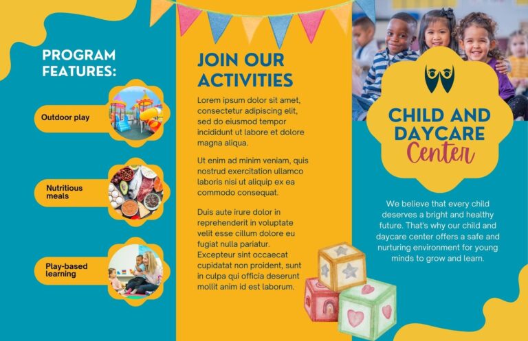 Free Printable Daycare Brochure Templates To Edit Canva
