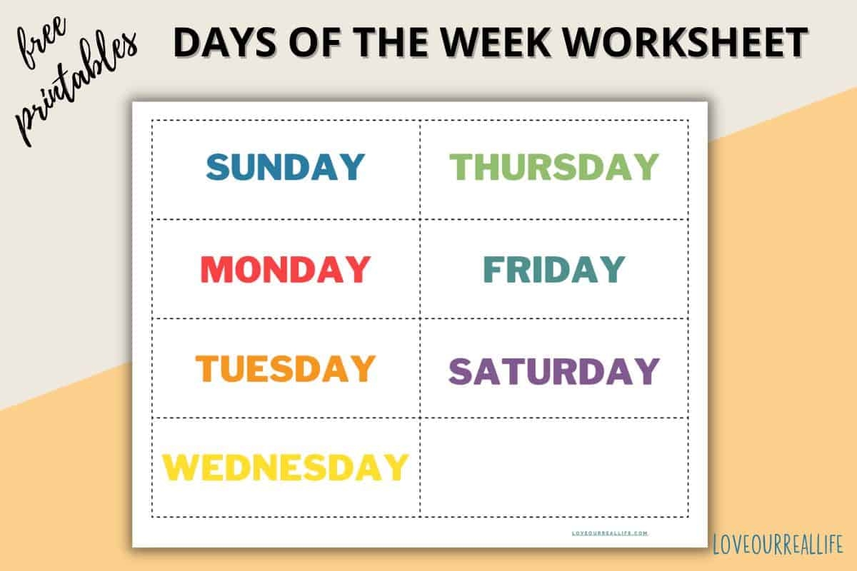 Preschool Days Of The Week Printable