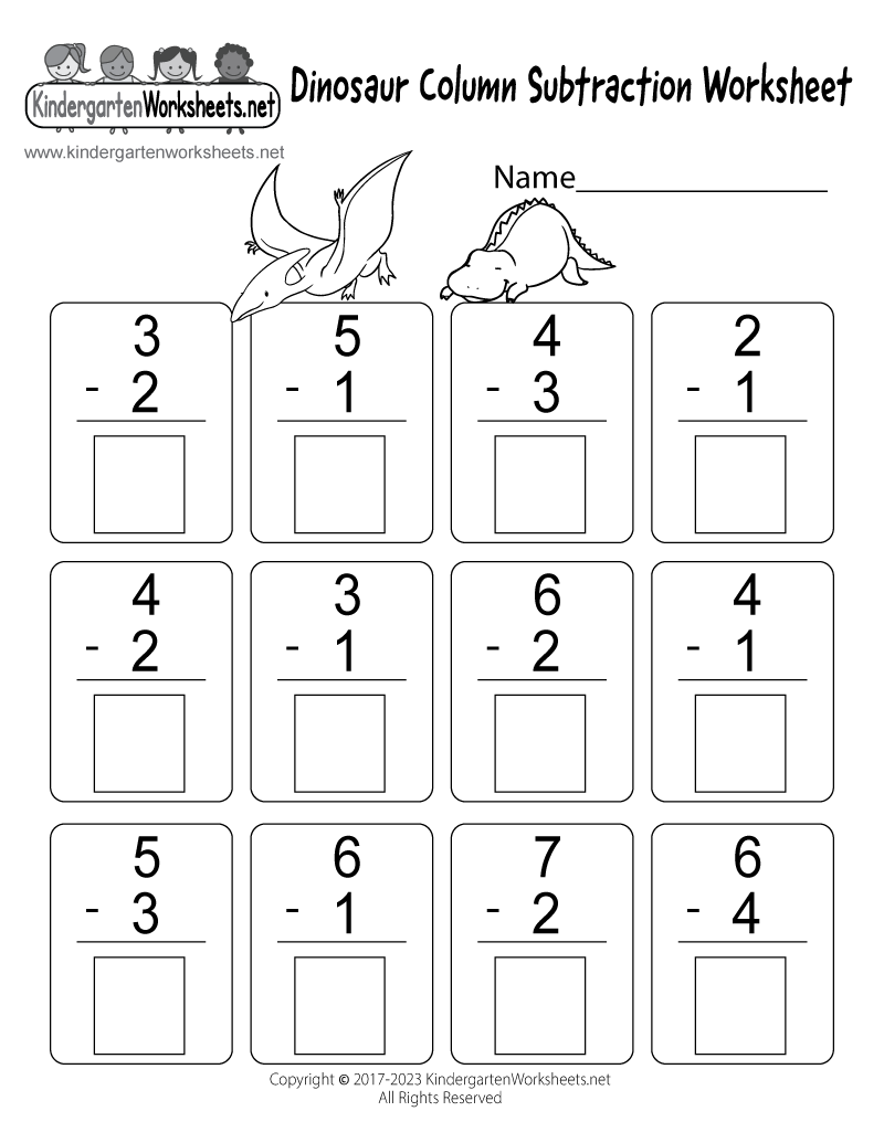 Free Printable Dinosaur Column Subtraction Worksheet Free Printable Dinosaur Column Subtraction Worksheet