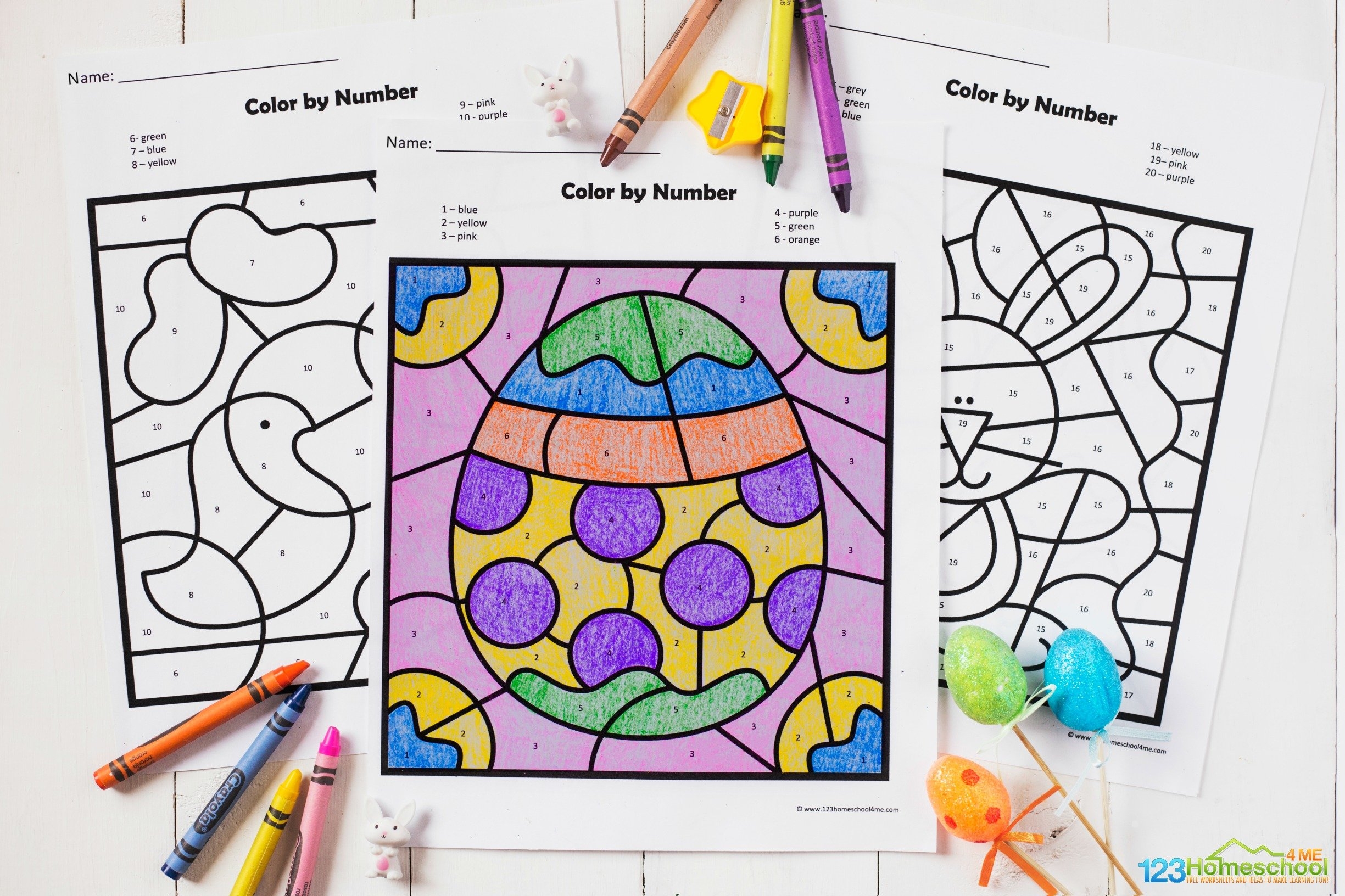  FREE Printable Easter Color By Number Worksheets