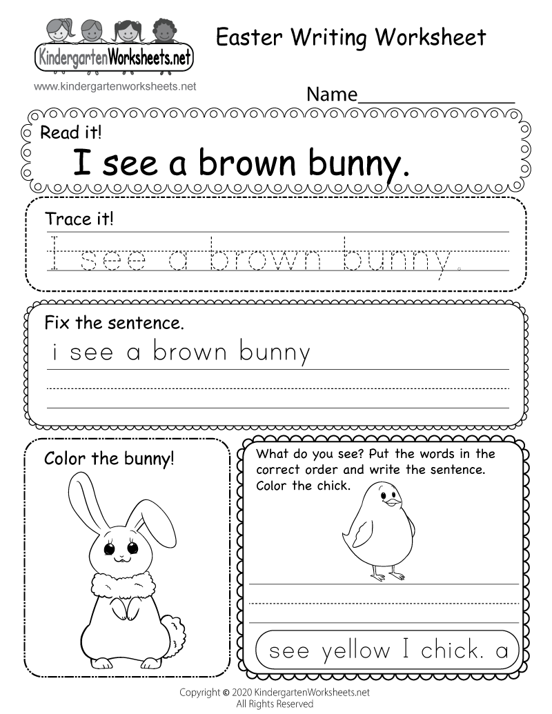 Free Printable Easter Writing Worksheet Free Printable Easter Writing Worksheet
