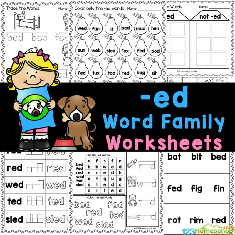 FREE Printable ed Word Family Worksheets FREE Printable ed Word Family Worksheets