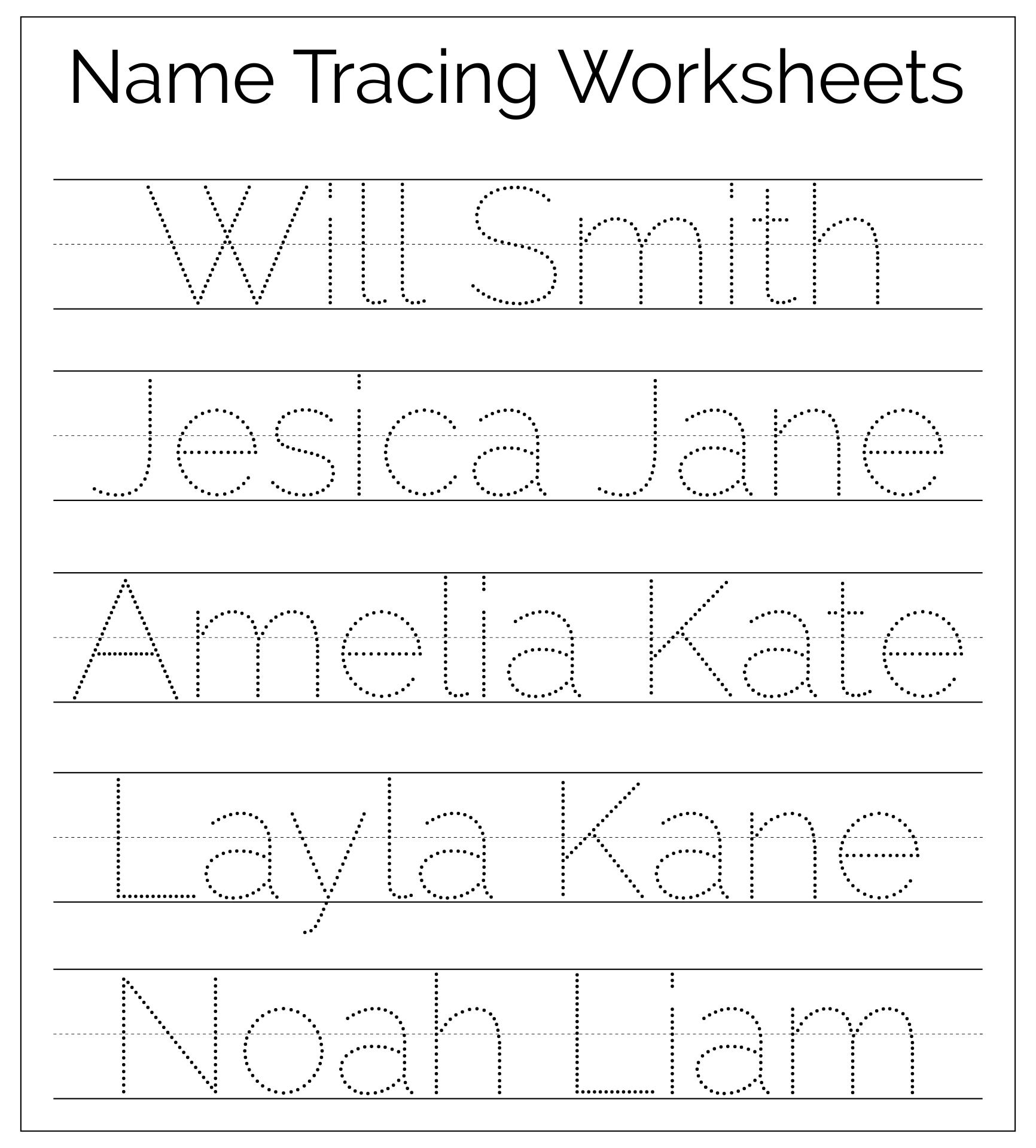 Printable Blank Name Tracing Worksheets Printable Blank Name Tracing Worksheets