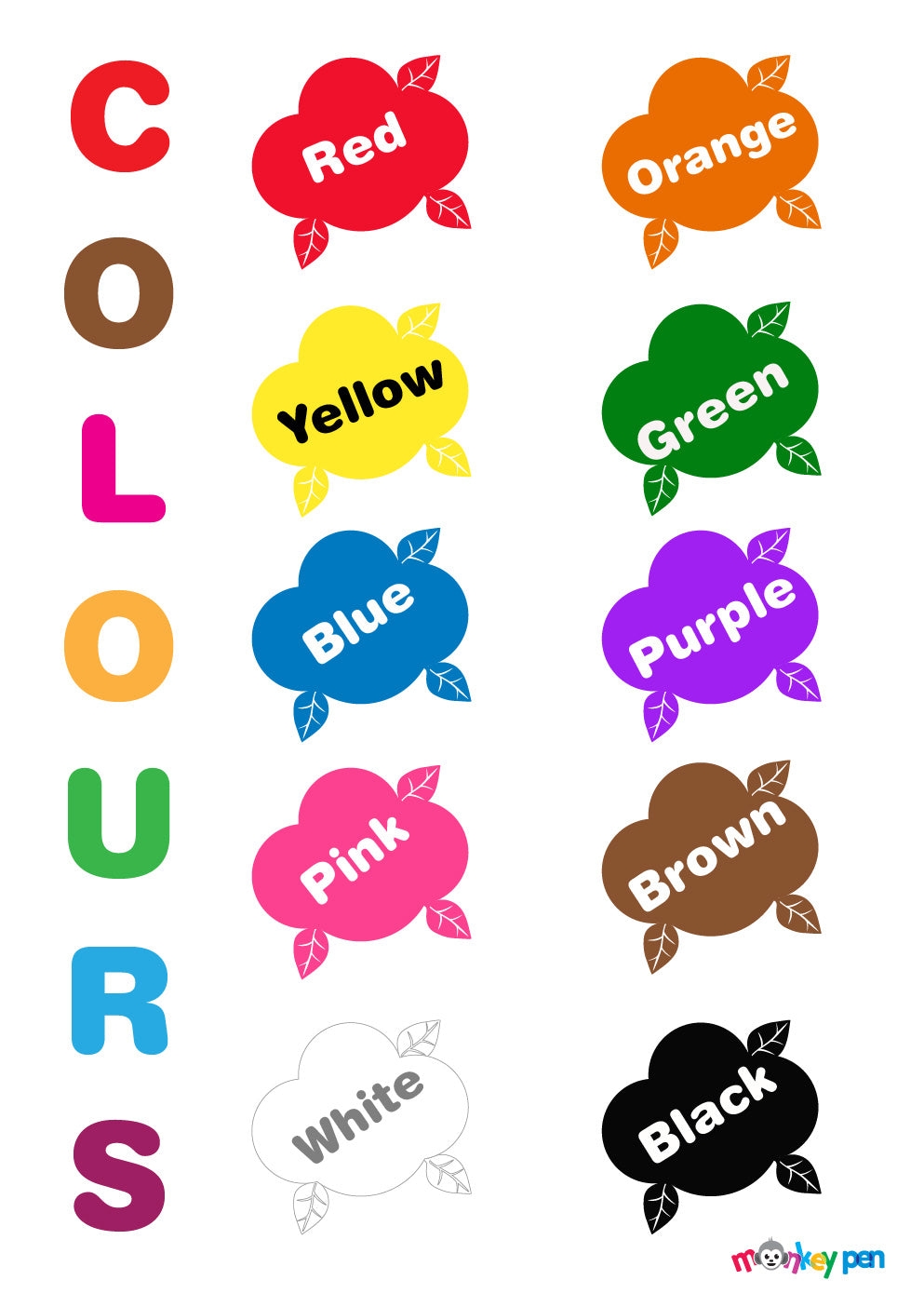 Free Printable Preschool Color Chart Free Printable Preschool Color Chart