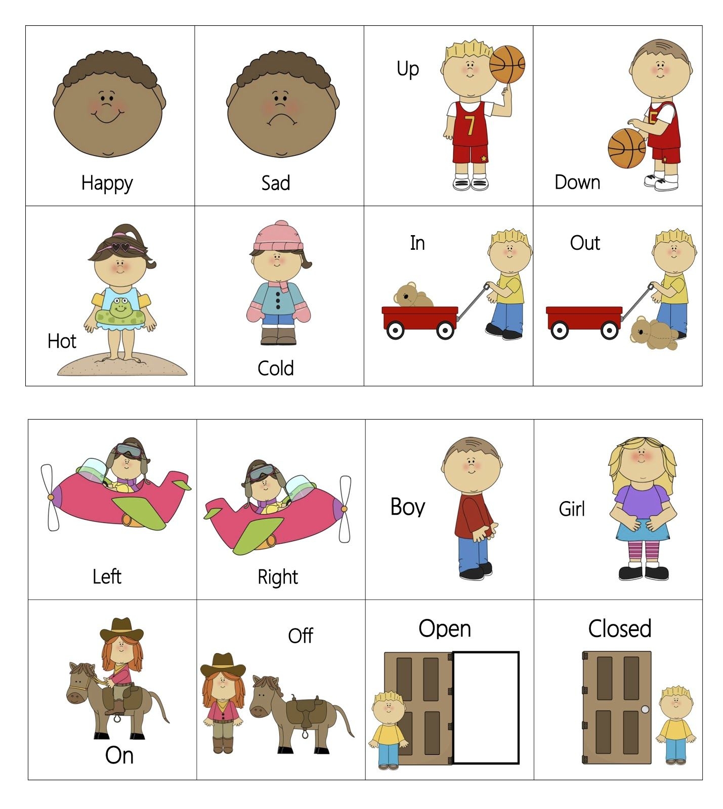 Free Printable Everyday Opposites Flashcards Free Printable Everyday Opposites Flashcards