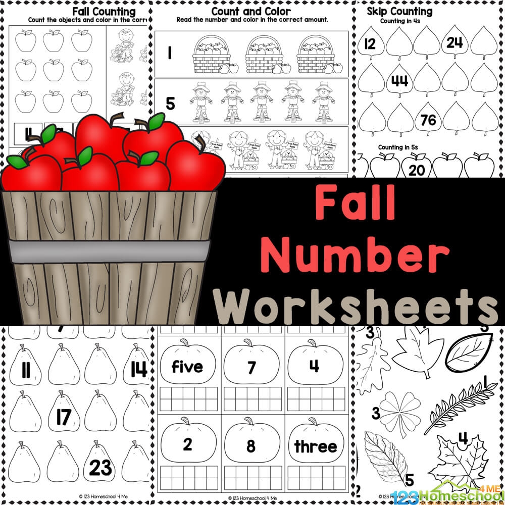 FREE Printable Fall Math Number Worksheets For Preschool 