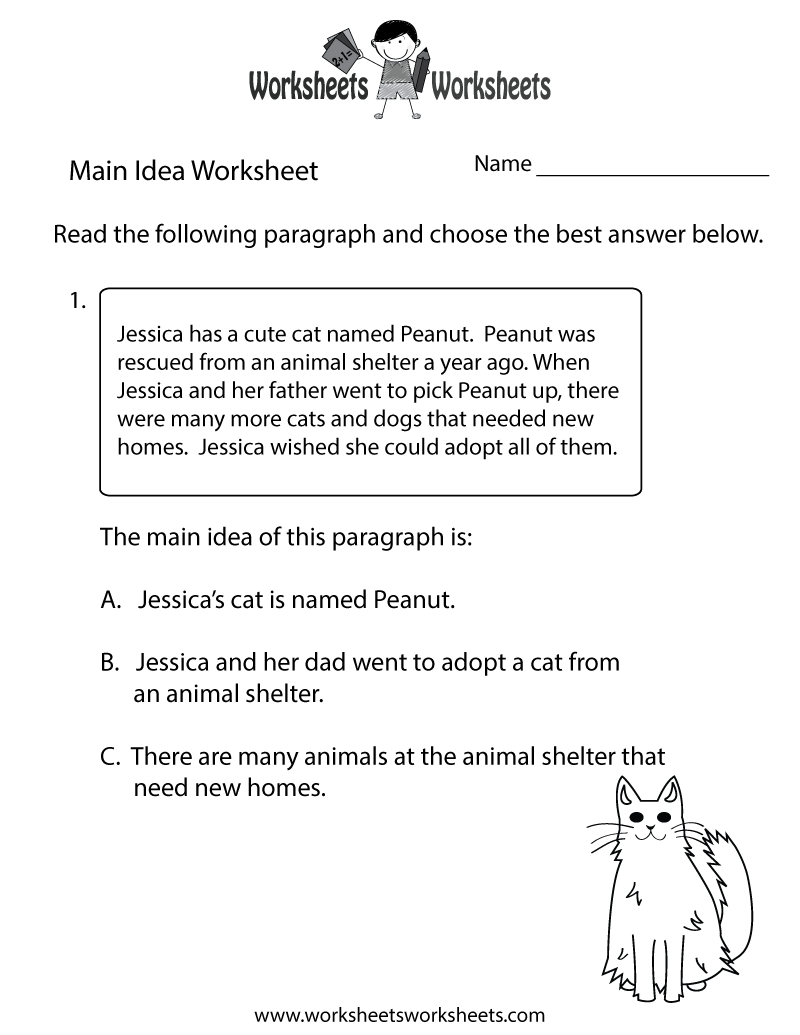 Free Printable Finding The Main Idea Worksheet Worksheets Library