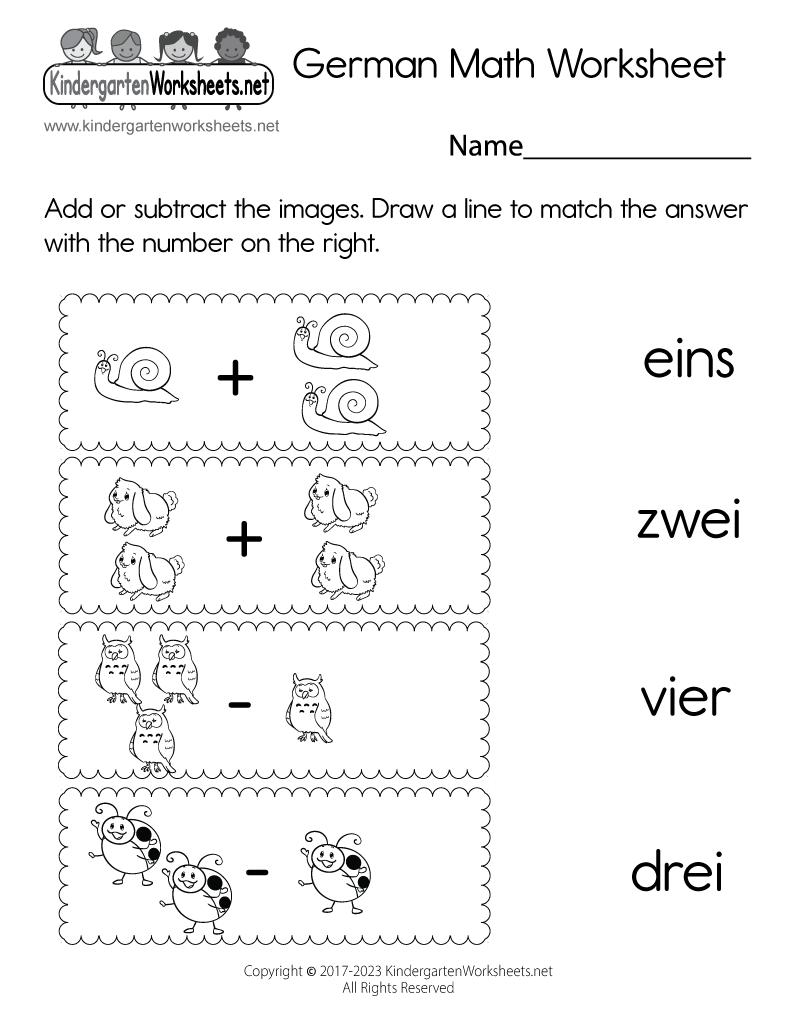 Free Printable German Math Worksheet Free Printable German Math Worksheet