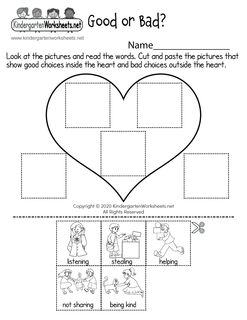 Free Printable Good Or Bad Choices Sorting Activity Worksheet Free Printable Good Or Bad Choices Sorting Activity Worksheet