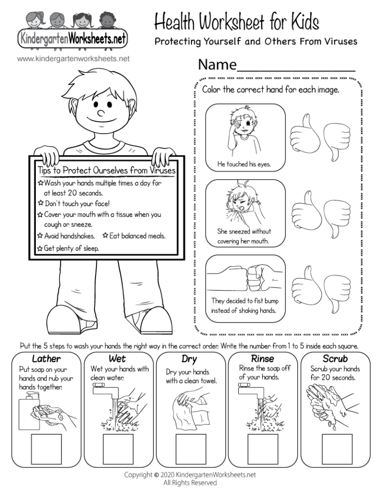 Free Printable Health Worksheet For Kids