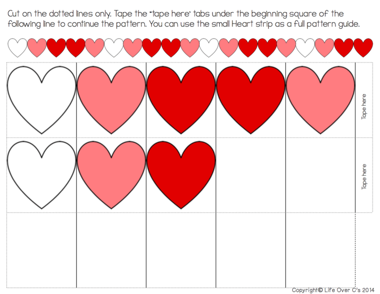 Free Printable Heart Pattern Strips For Valentine s Day