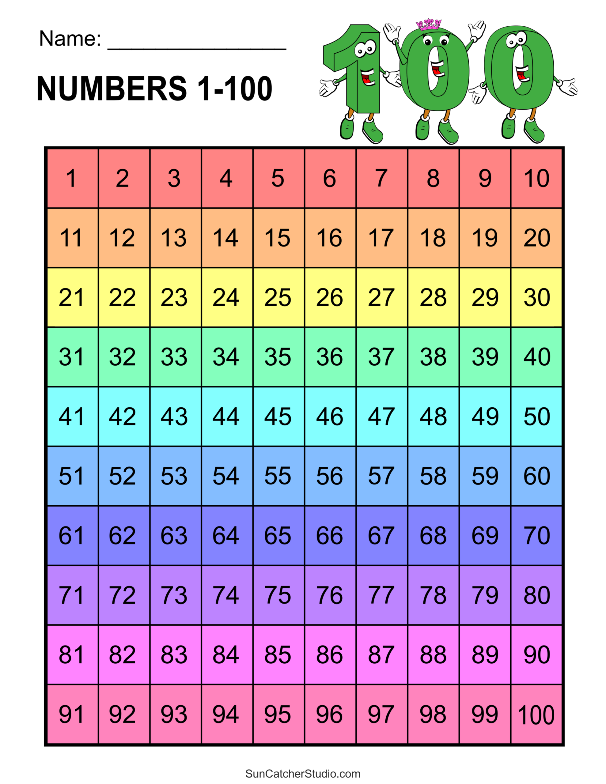 Free Printable Hundreds Charts Numbers 1 To 100 Free Free Printable Hundreds Charts Numbers 1 To 100 Free