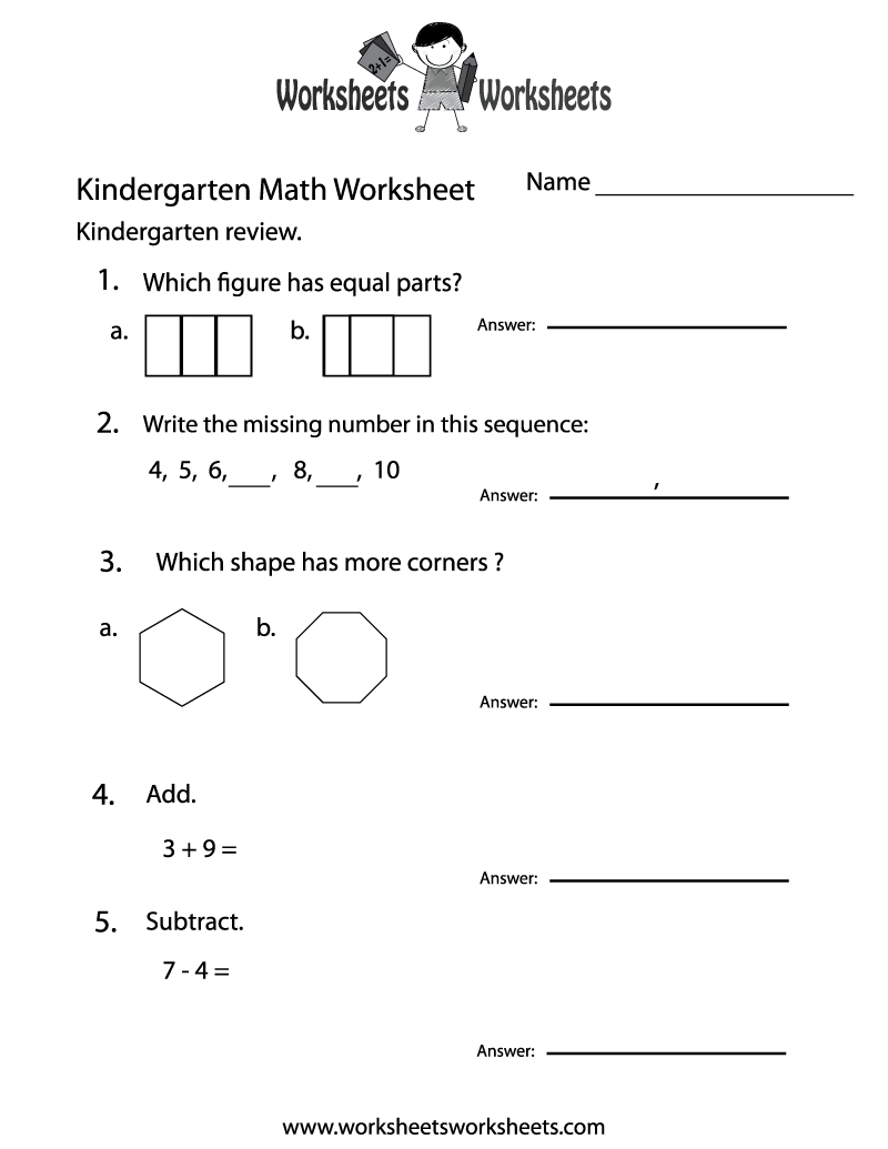 Free Printable Kindergarten Math Practice Worksheet Worksheets Library