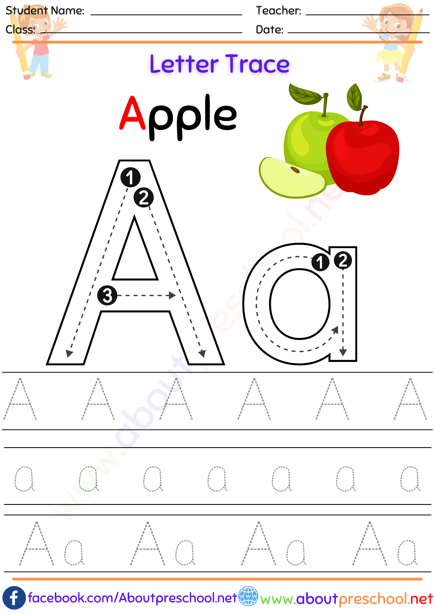Free Printable Letter A Worksheets About Preschool
