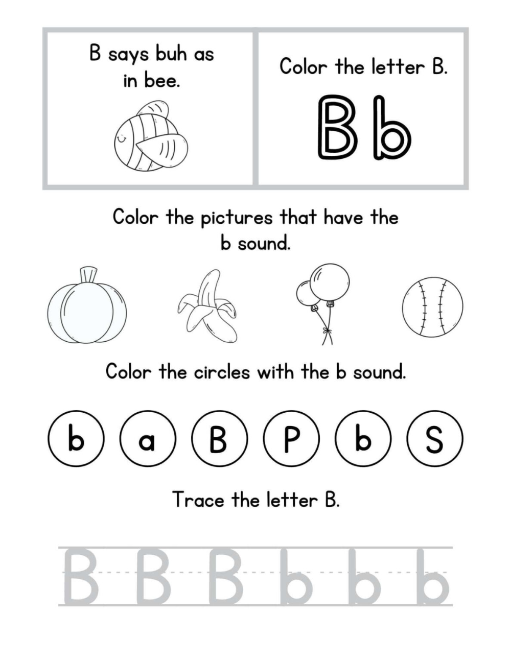 Free Kindergarten B Worksheets Free Kindergarten B Worksheets