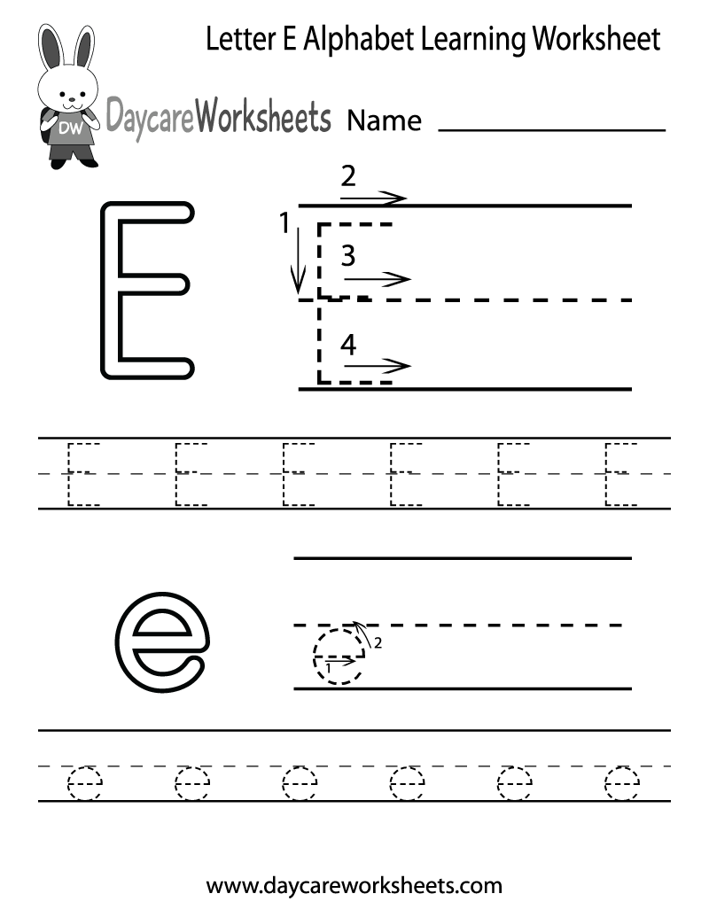 Free Printable Letter E Alphabet Learning Worksheet For Preschool Worksheets Library