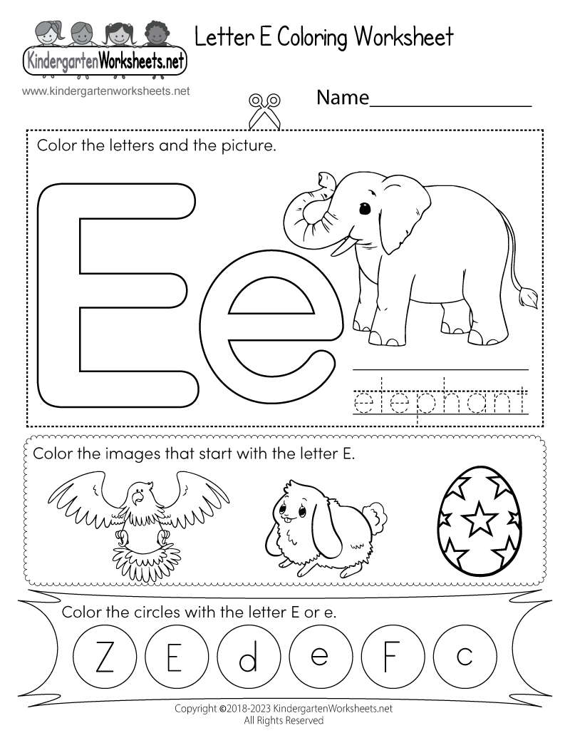 Free Printable Letter E Coloring Worksheet Worksheets Library