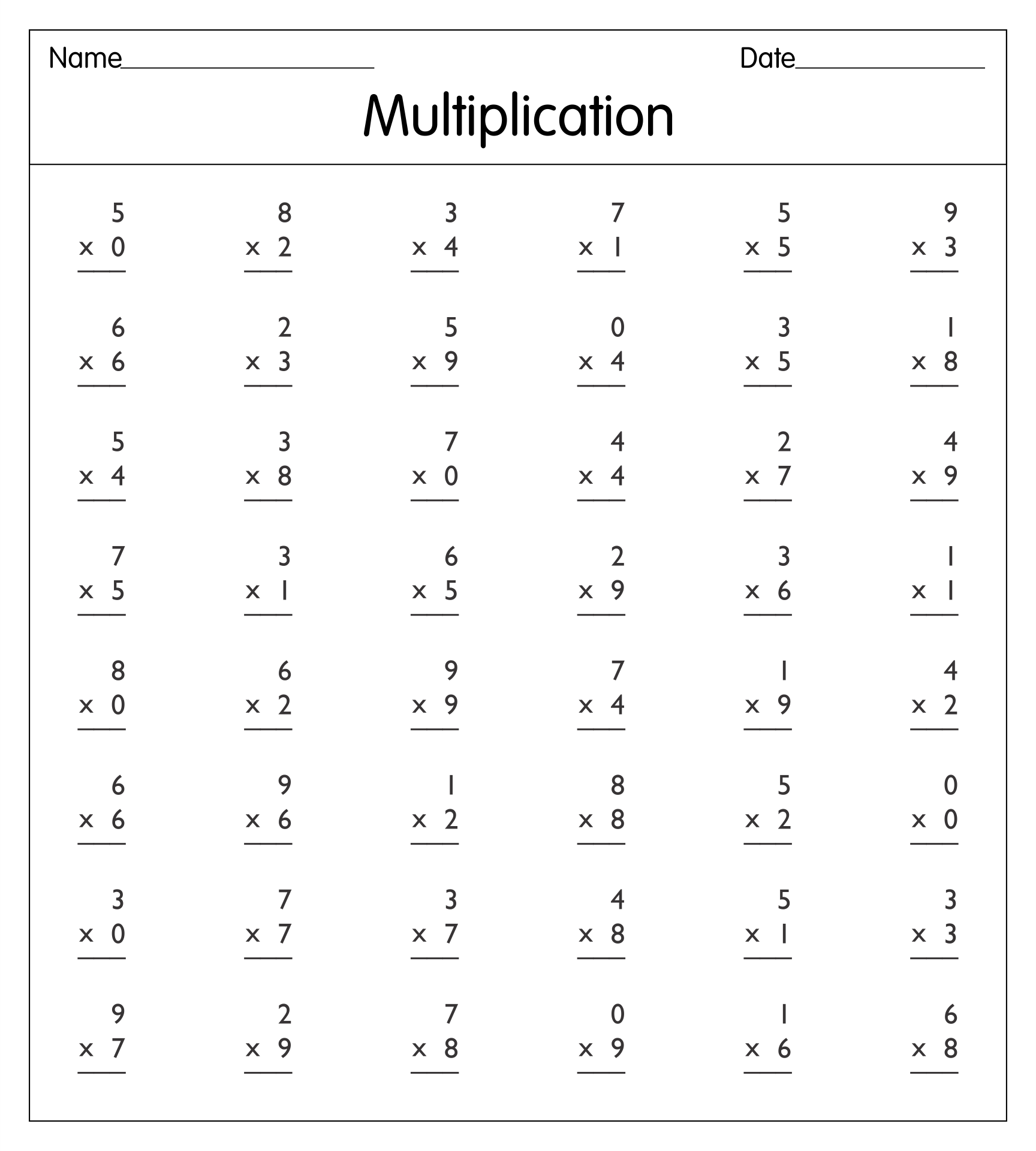 Free Printable Multiplication Worksheets 2nd Grade Worksheets Library