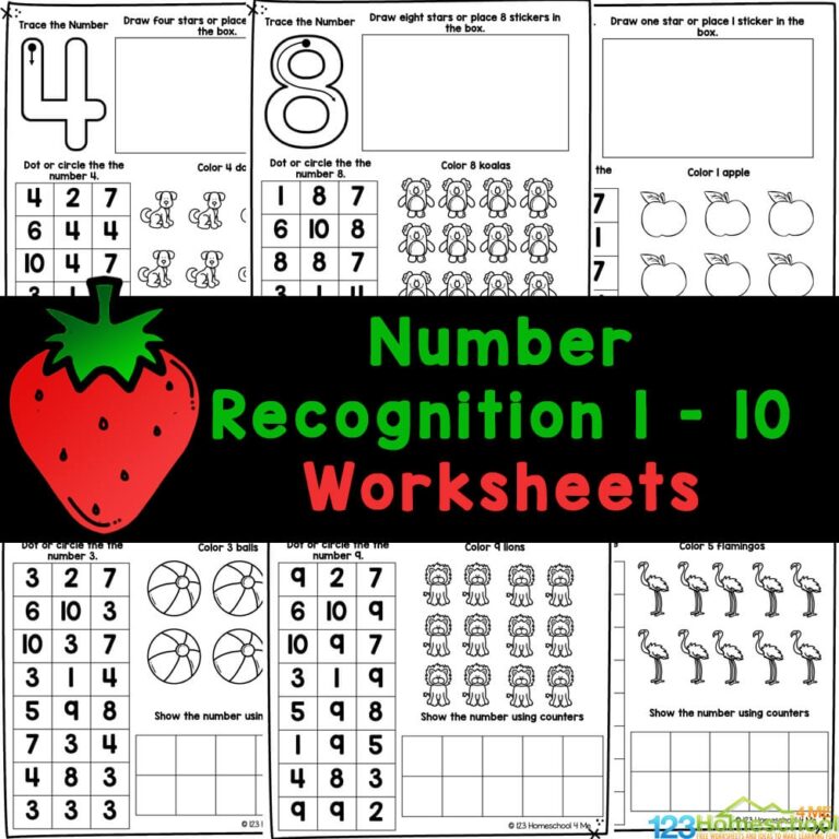 FREE Printable Number Recognition 1 10 Worksheets For Preschool