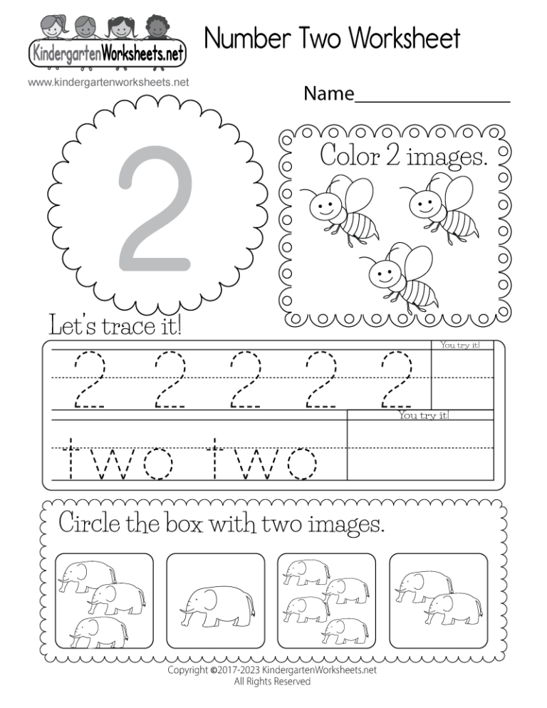Free Printable Number Two Worksheet Worksheets Library