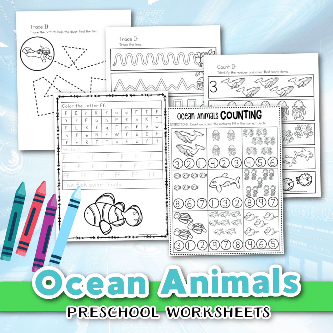 Ocean Animal Number 4 Preschool Printables Ocean Animal Number 4 Preschool Printables
