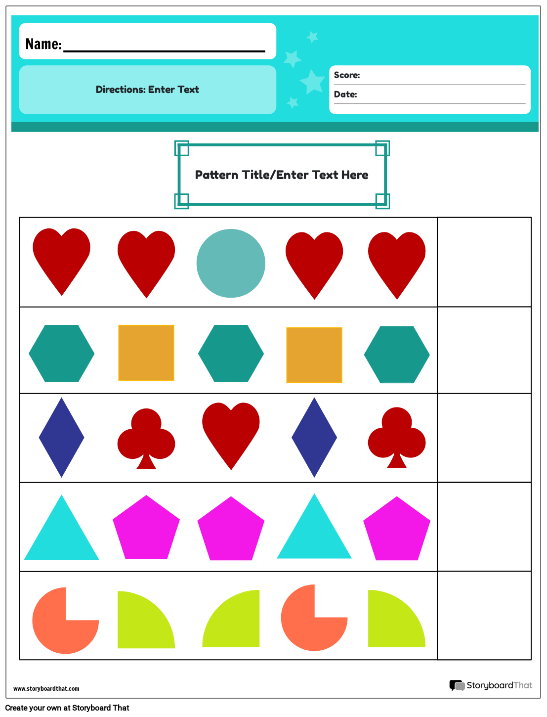 Free Printable Pattern Worksheets And Customize Templates