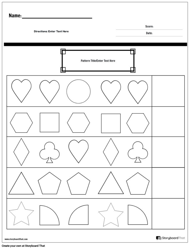 Free Printable Pattern Worksheets And Customize Templates