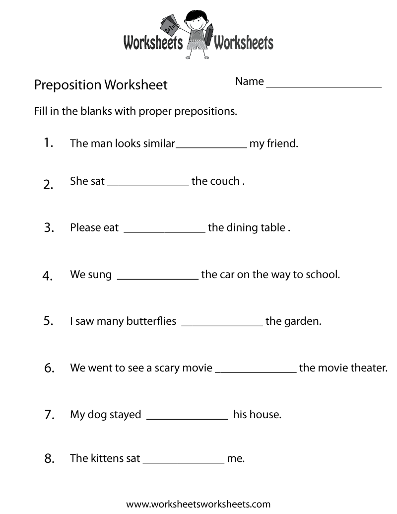 Free Printable Preposition Practice Worksheet Free Printable Preposition Practice Worksheet