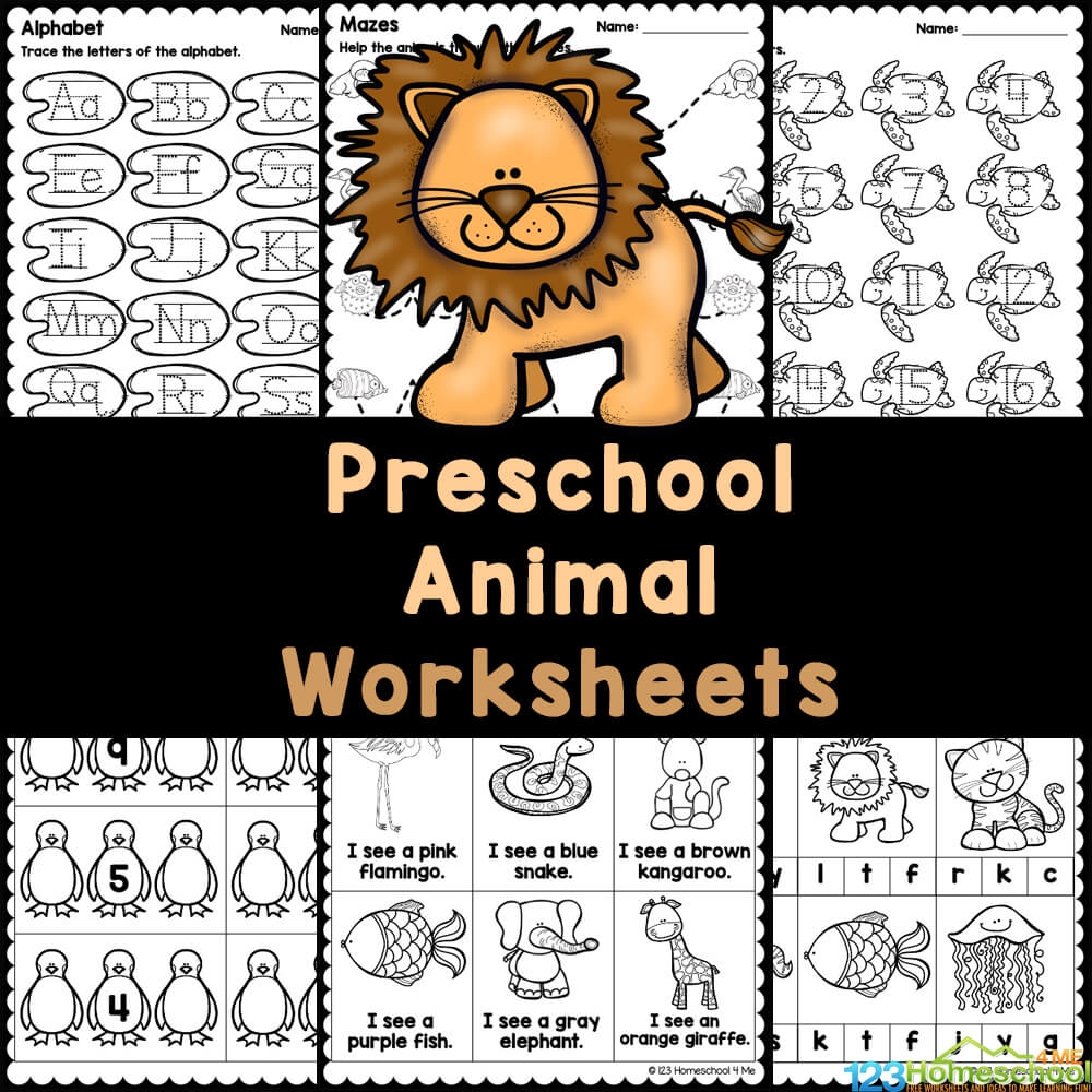 FREE Printable Preschool Animal Worksheets