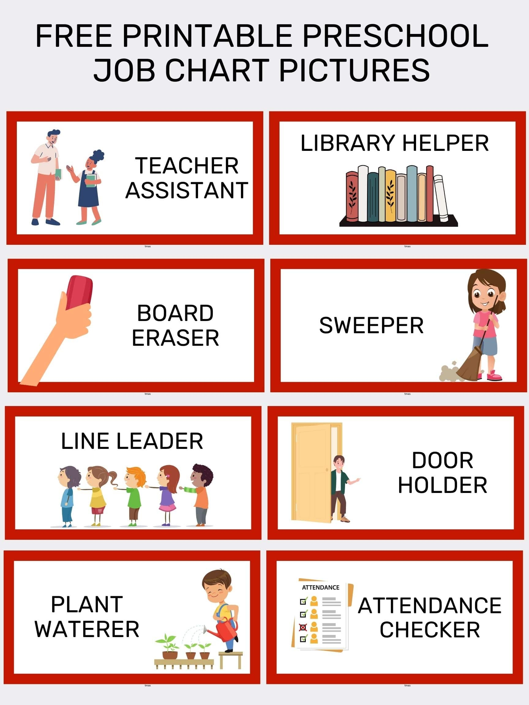 Preschool Classroom Jobs Free Printables