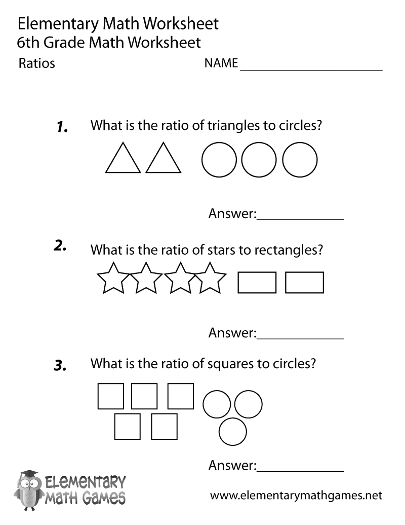Free Printable Ratios Worksheet For Sixth Grade Free Printable Ratios Worksheet For Sixth Grade