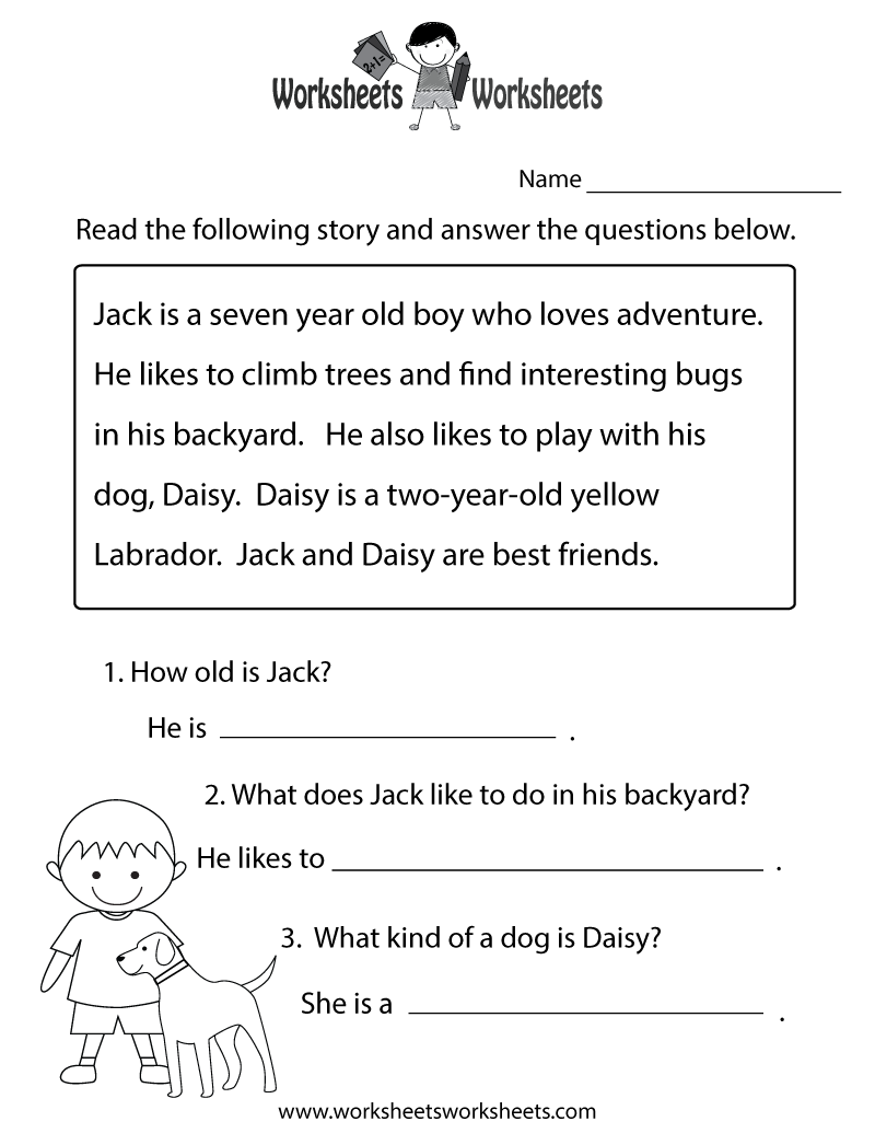 Free Printable Reading Comprehension Practice Worksheet Free Printable Reading Comprehension Practice Worksheet