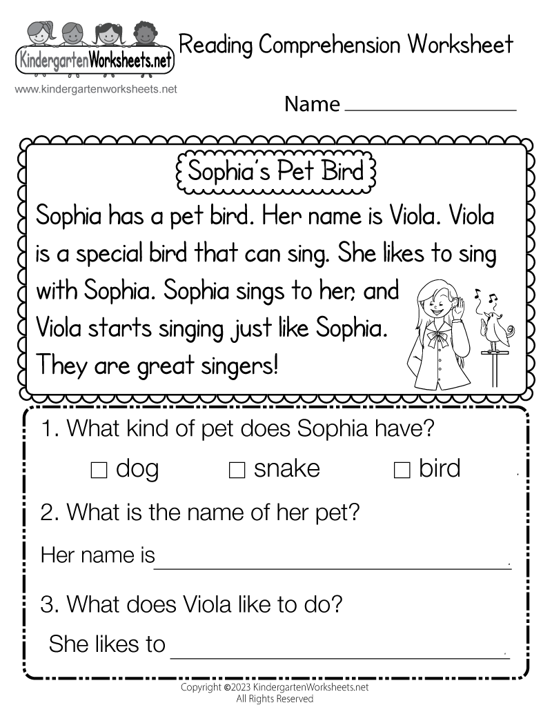 Free Printable Reading Comprehension Worksheet Worksheets Library
