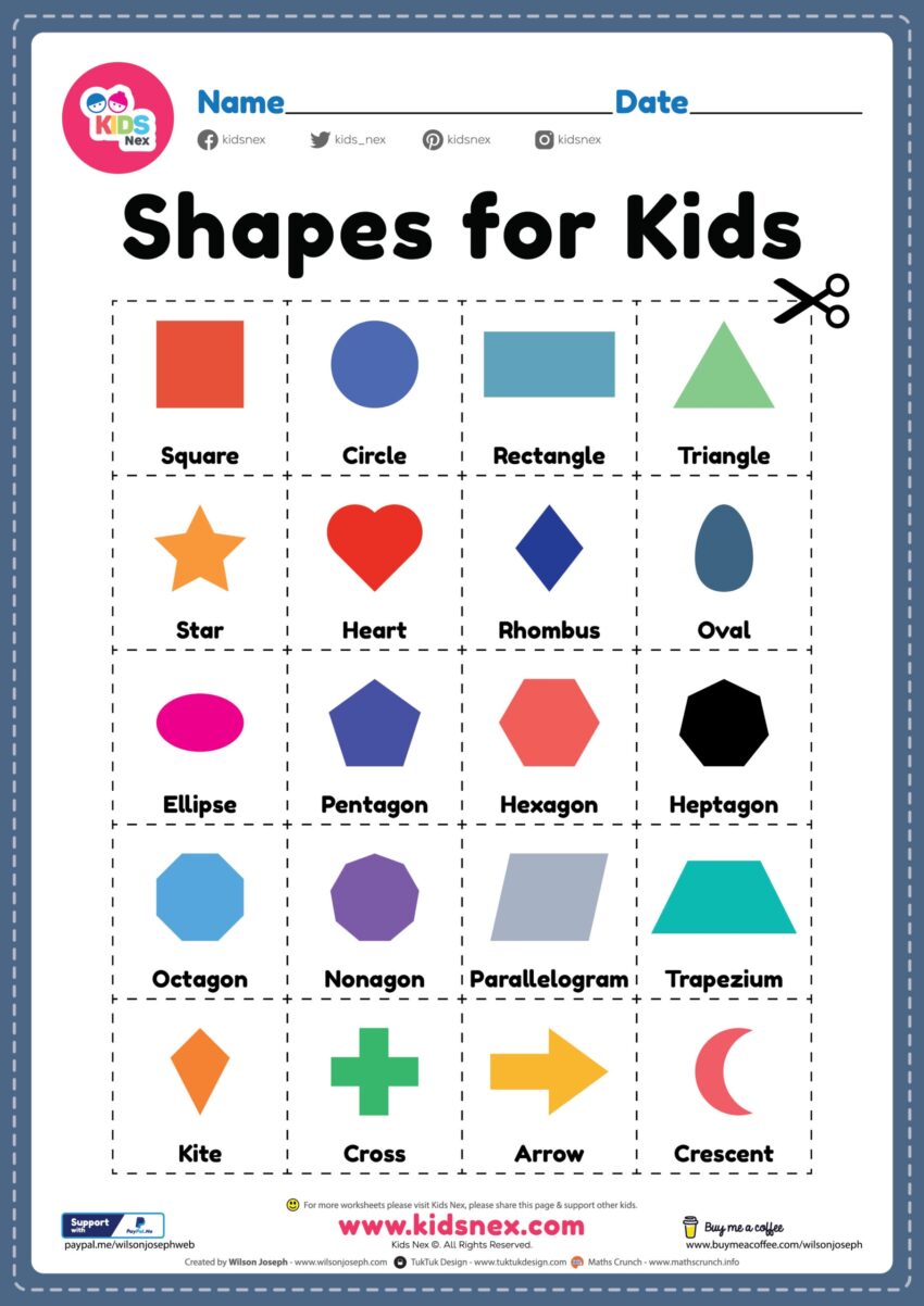 Free Printable Shapes For Preschool Kids Flash Card PDF