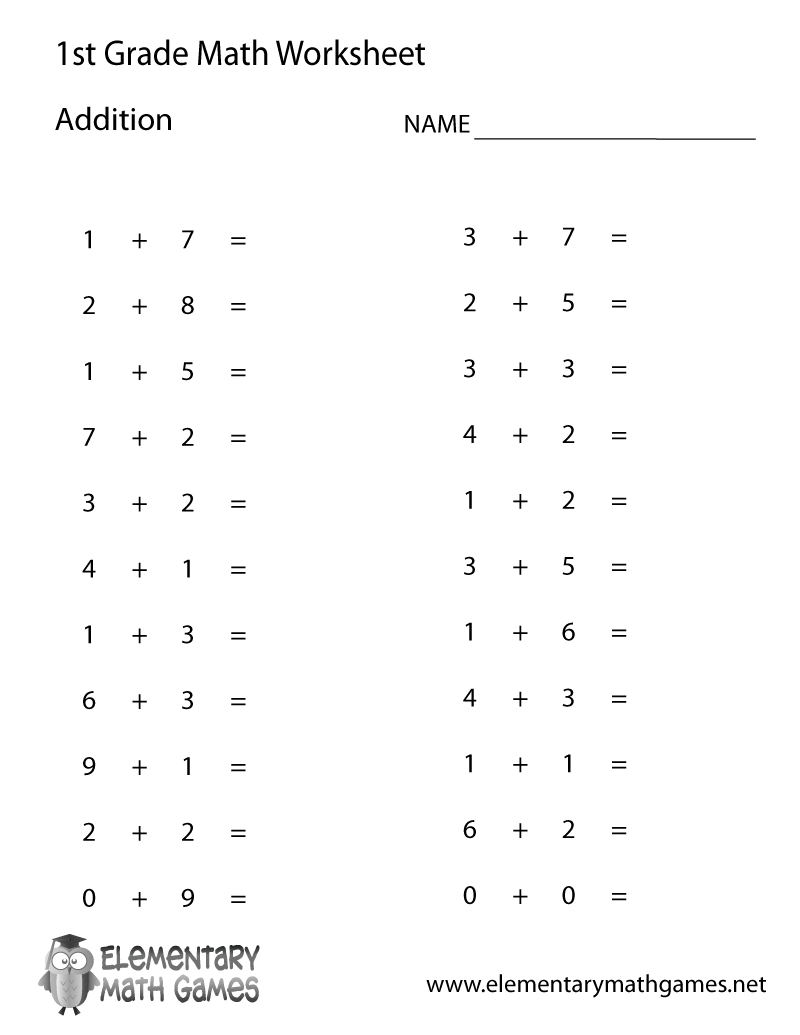 Free Printable Simple Addition Worksheet For First Grade Free Printable Simple Addition Worksheet For First Grade