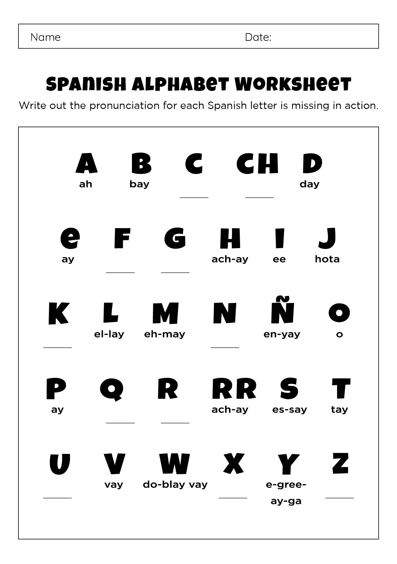 Spanish Alphabet Tracing Worksheet Free Pdf