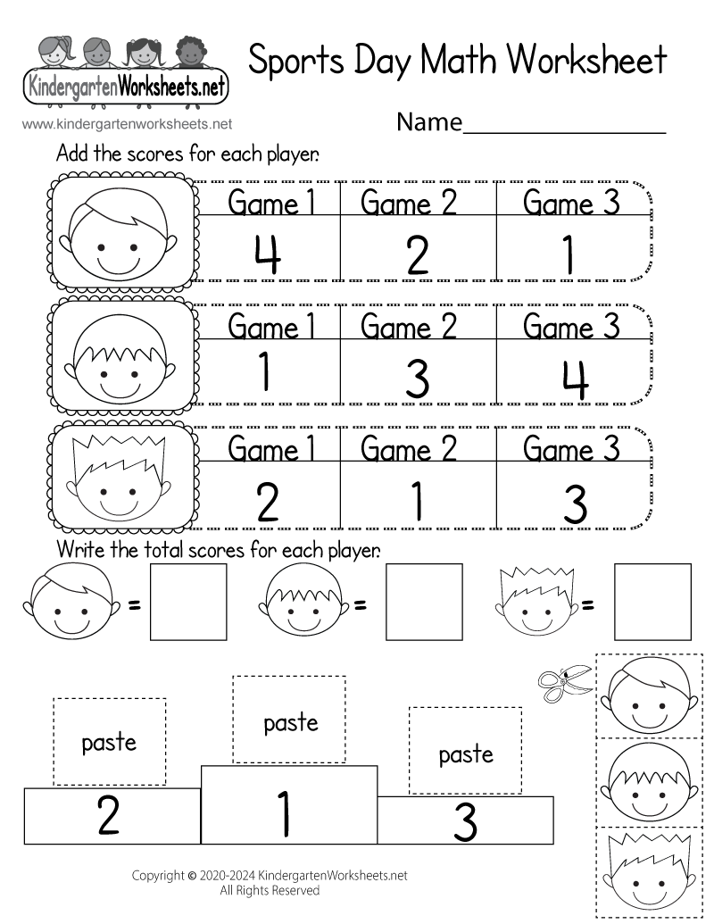 Free Printable Sports Day Math Worksheet