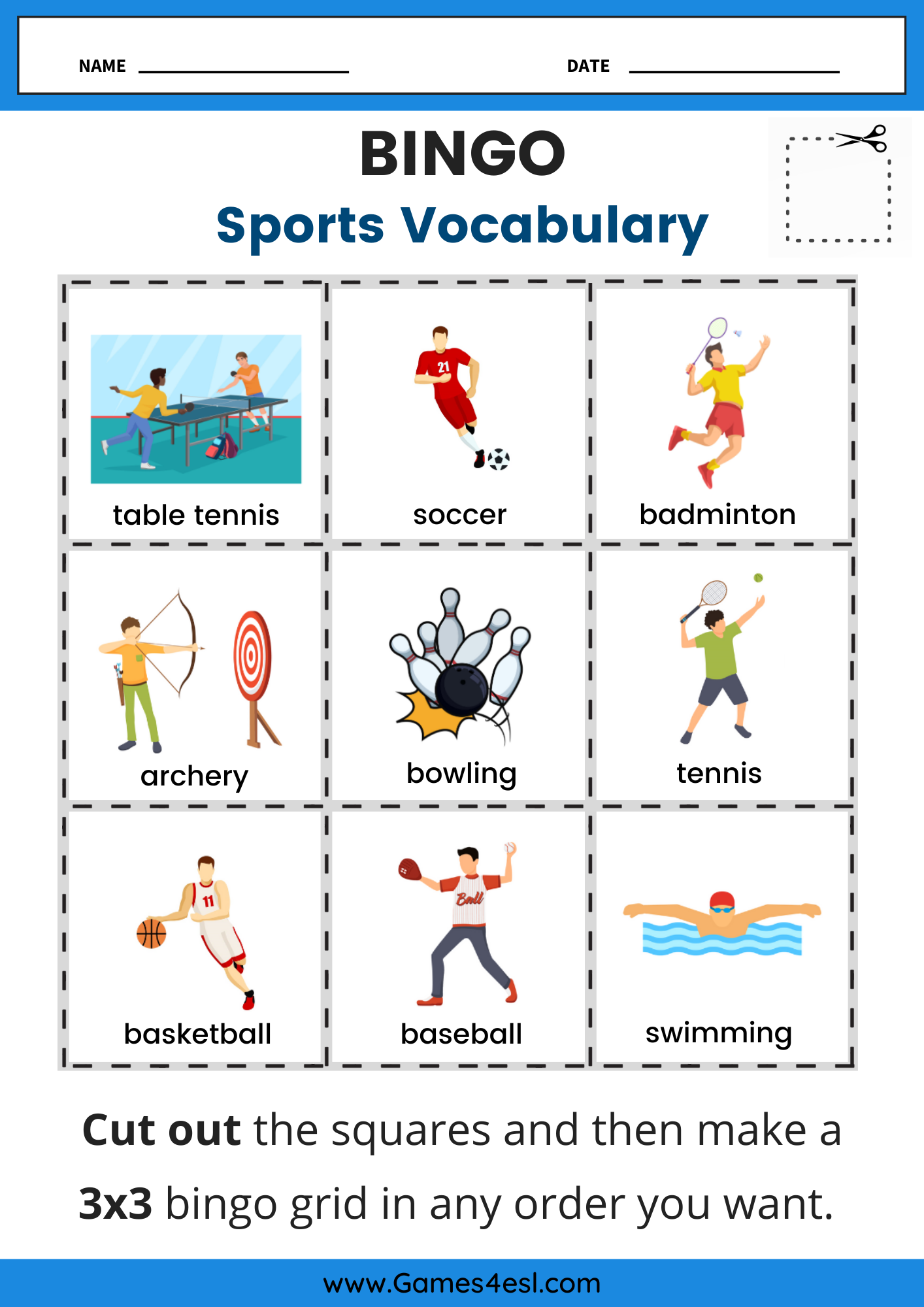 Free Printable Sports Worksheets For Beginner ESL Students Games4esl