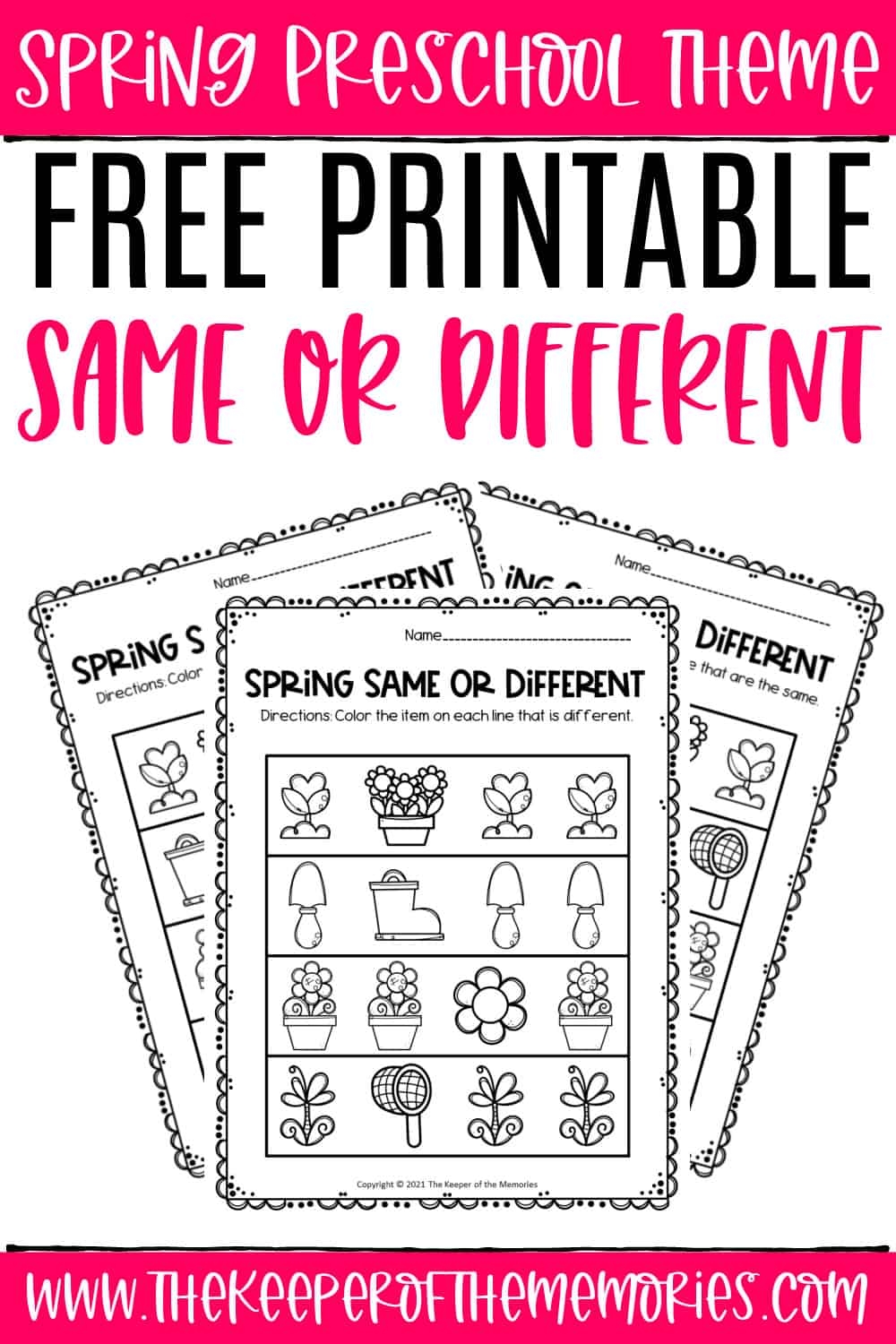 Free Printable Spring Same And Different Worksheets The Keeper Of The Memories