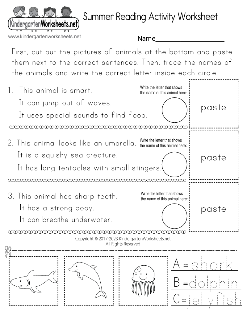 Free Printable Summer Reading Activity Worksheet Free Printable Summer Reading Activity Worksheet
